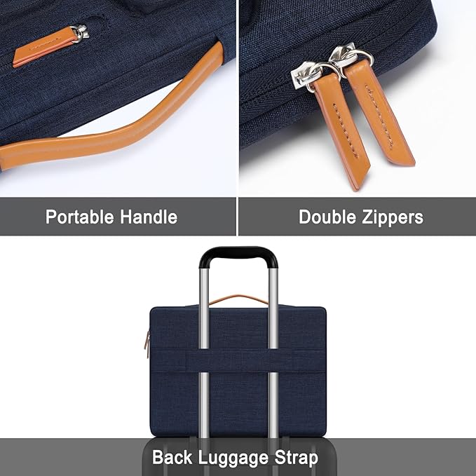 MOSISO 360 Protective Laptop Case 16 inch, 15-15.6 inch Laptop Sleeve Compatible with MacBook Pro 16, HP Acer Dell Lenovo ASUS, Side Open Carrying Case with 4 Zipper Pockets&Handle, Navy Blue