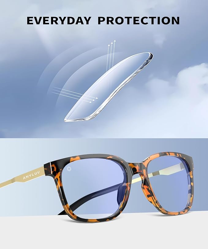ANYLUV Blue Light Glasses for Men, Lightweight Computer Gaming Glasses, Stylish Anti Eyestrain Blue Light Blocking Men