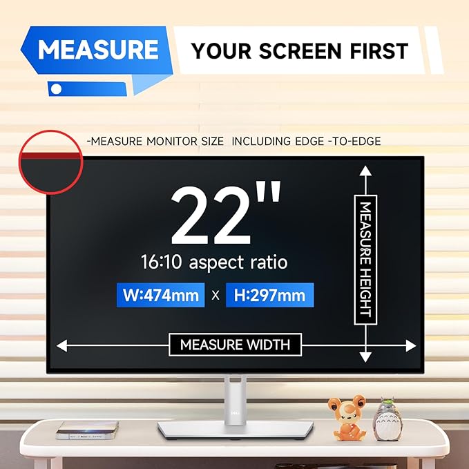 IPROKKO 2 Pack 22 inch Anti-Blue Light Monitor Screen Protector for 16:10 Widescreen, Removable Anti Glare Blue Light Blocking Screen Filter, Anti-UV Eye Protection PC Computer Film [Washable Wipes Clean]