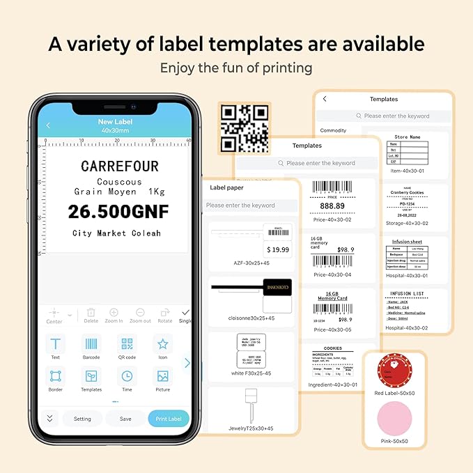 Memoqueen M110 Label Maker Machine-Barcode Label Printer, Portable Sticker Maker for Price Tag, Logo,Address, Mailing, Home, Office & Small Business, Compatible with Phones&PC Orange