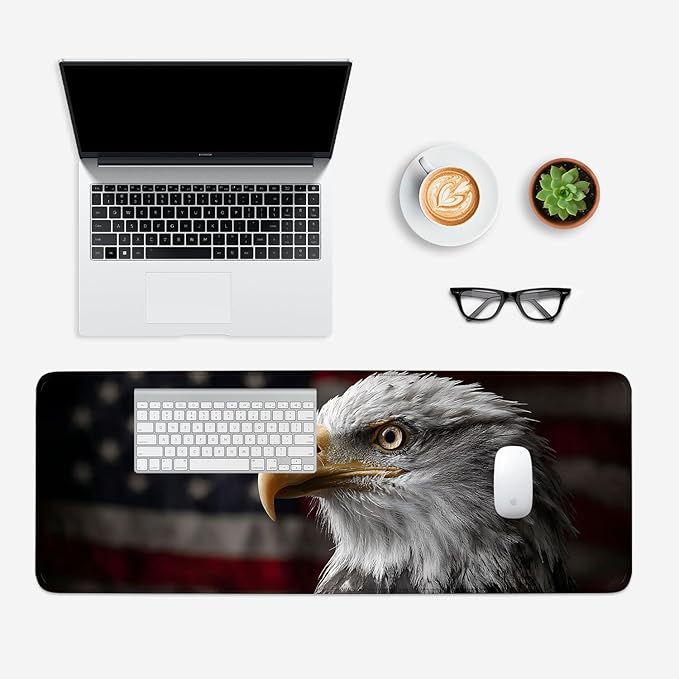 Mouse Pad, Large Anti-Slip with Stitched Edges Desk Mat Desktop Laptop Computer Desk Keyboard Mat,Table Protector Blotter Mat (Eagle, 31.5" x 11.8")