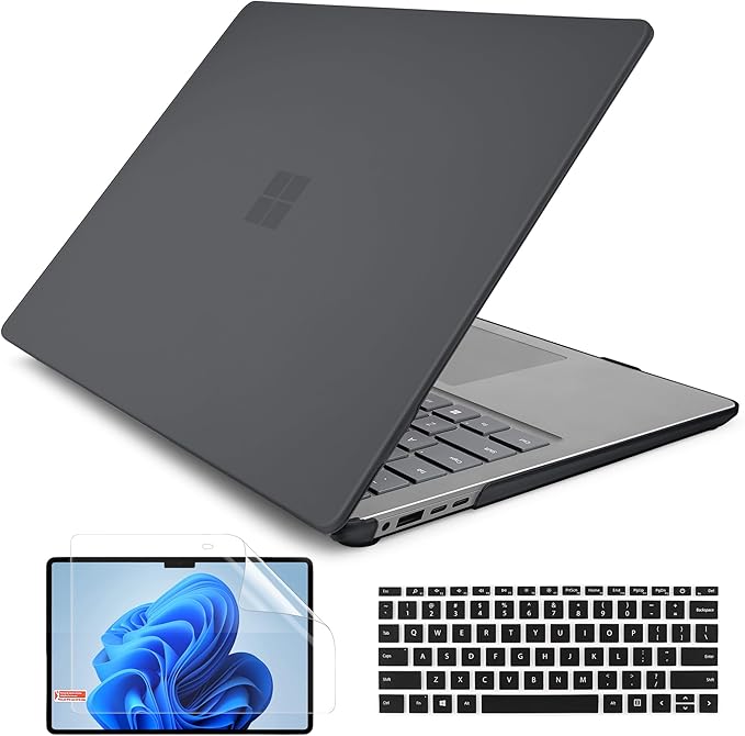Batianda Matte Case for 15-inch Microsoft Surface Laptop 7th Edition Copilot+ PC 2025 2024 Release Lightweight Durable Scratch-Resistant Easy Install, with Keyboard Cover & Screen Protector, Black
