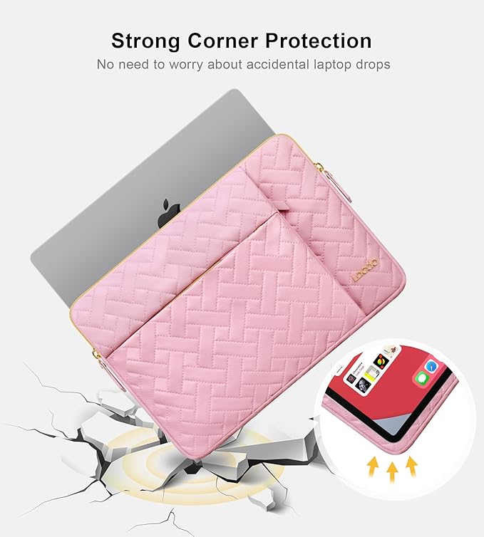 Lacdo Laptop Sleeve Case for 16 inch New MacBook Pro M5 Pro/Max A3428 A3429 (2026), M4/M3/M2/M1 A3403 A3186 A2991 A2780 A2485 2024-2019 | 15 inch Surface Laptop 7 6 5 4 Computer Bag, Sakura Pink
