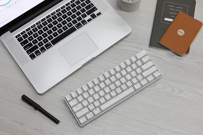 RK ROYAL KLUDGE RK61 Wireless 60% Triple Mode BT5.0/2.4G/USB-C Mechanical Keyboard, 61 Keys Wireless Mechanical Keyboard, Compact Gaming Keyboard with Software (Hot Swappable Red Switch, White)