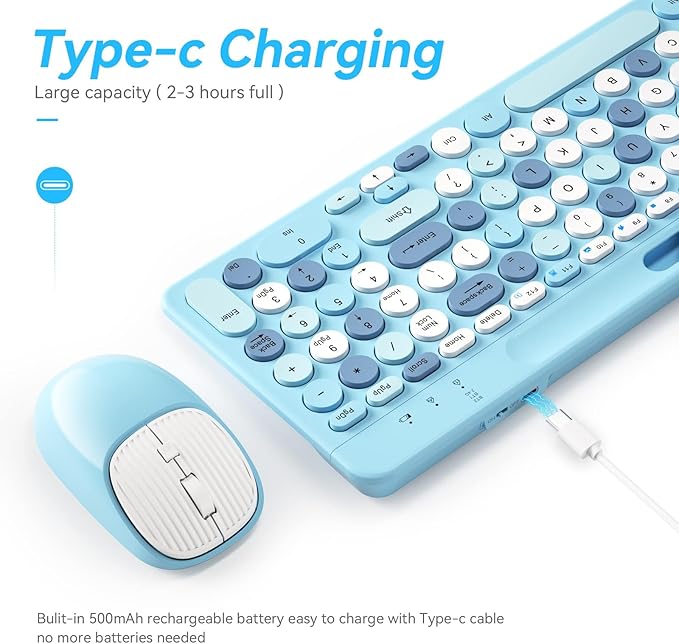 Bluetooth Keyboard and Mouse Wireless, Multi-Device Rechargeable Keyboard and Mouse Combo with Phone Holder (Bluetooth 5.0+3.0+2.4GHz) Quiet Ergonomic Compatible with Mac/Windows/iOS/Android