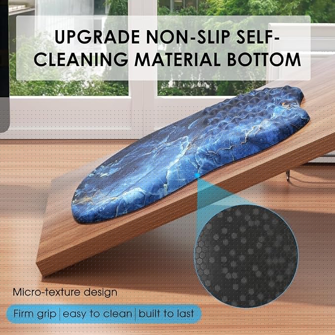 MROCO Ergonomic Mouse Pad with Wrist Support, Wrist Rest Mousepads for Carpal Tunnel Pain Relief, Memory Foam Pad with Massage Bulge and Non-Slip Base for Office, Home, Ocean Marble