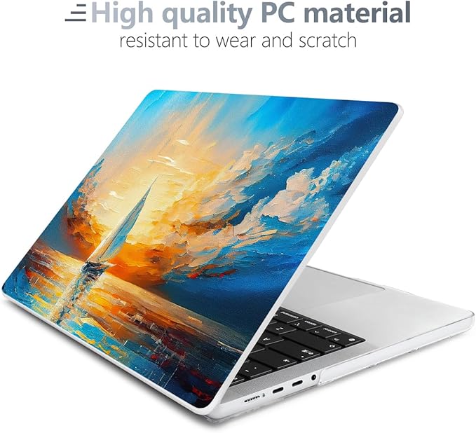 Batianda for MacBook Pro 14 Inch Case 2026-2021 Release M5 M4 M3 M2 M1 Pro/Max, 1.2mm Slim Graphic Hard Shell Cover with Keyboard Cover, Screen Protector 4-in-1 Bundle, Sail