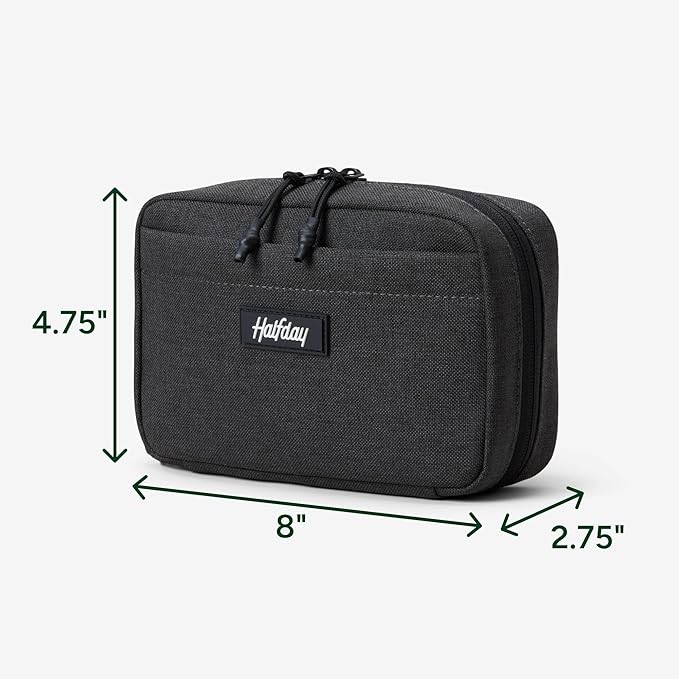 Halfday Sidekick Tech Organizer Kit | Flip-Out Kickstand for Phone/Tablet, Zip-Flat Pouch with Power Mesh & Elastic for Cable & Charger (Splash-Resistant Travel Electronics Accessories Case), Shadow