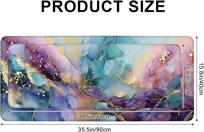 Mouse Pad, Large Anti-Slip with Stitched Edges Desk Mat Desktop Laptop Computer Desk Keyboard Mat,Table Protector Blotter Mat (Purple, 35.4" x 15.7")