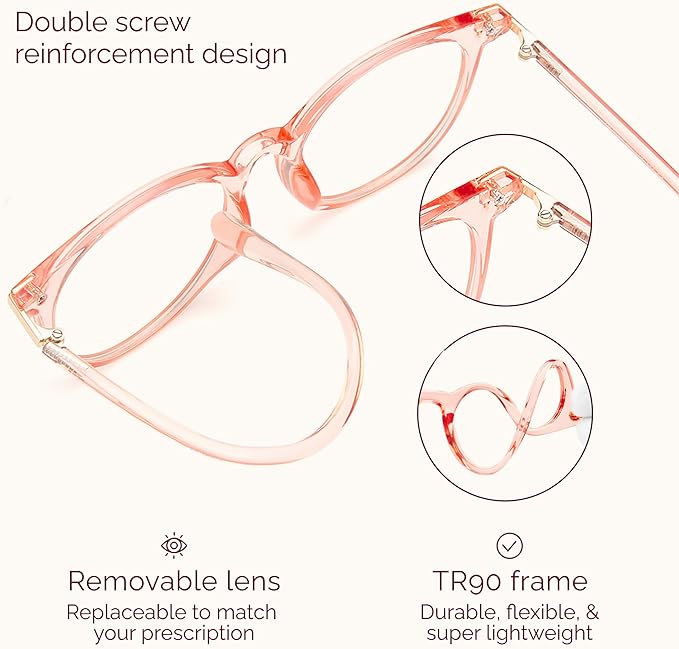 Gaoye 2 Pack Blue Light Blocking Glasses, Retro Round Eyewear Frame Anti Eyestrain Computer Glasses for Women Men - GY1688 (Black+Pink)