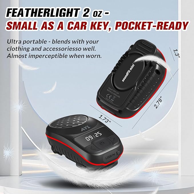 AYL Portable Bluetooth Speakers Mens Gift, Waterproof Speaker Clip On (Non-Magnetic) for Work, Outdoors with Microphone Up to 10 Hours Music/Calls, Tools for Men