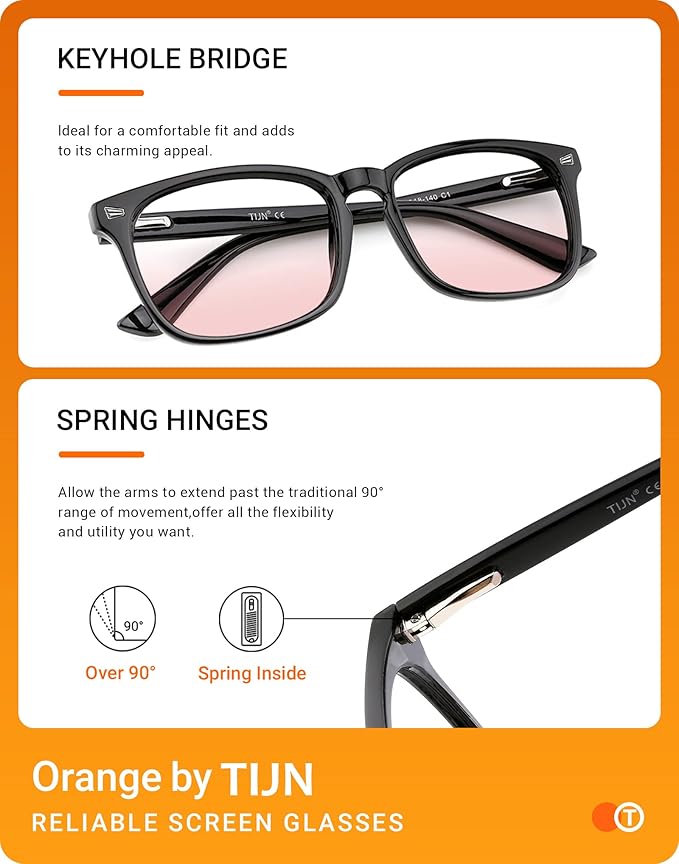 TIJN Blue Light Blocking Glasses for Women Men Square Frame Nerd Eyeglasses Anti Blue Ray Computer Screen Glasses