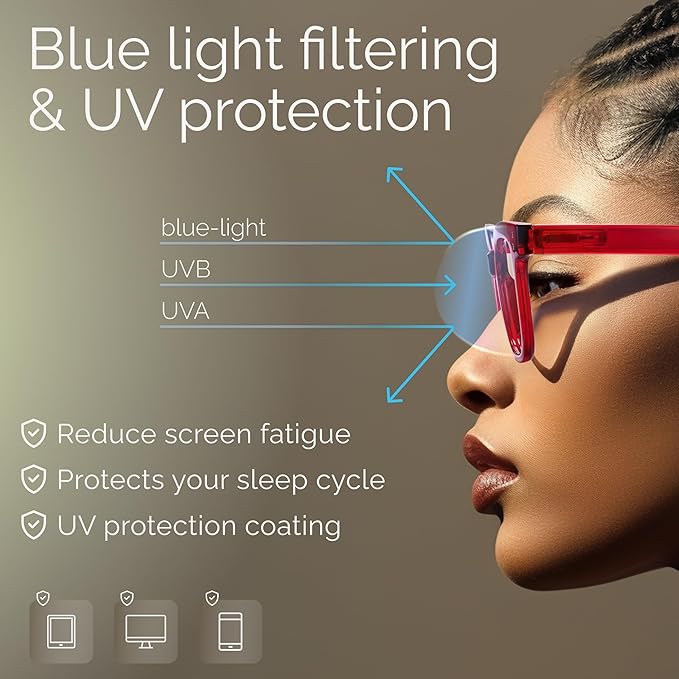 miyya Blue Light Glasses for Women & Men – Oversized UV & Blue Light Blocker Chunky Frames, Stylish Eyewear Accessories
