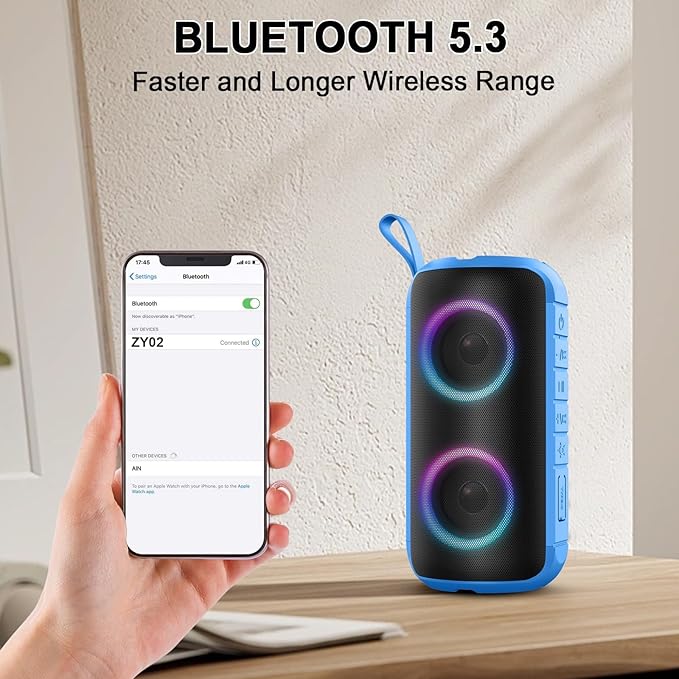 Bluetooth Speaker, 2026 New Portable Wireless Speaker with 6D Loud Sound, IPX7 Waterproof, HD Call, RGB Lights, 12H Playtime for Home/Party/Outdoor/Beach, Electronic Gadgets, Birthday Gift