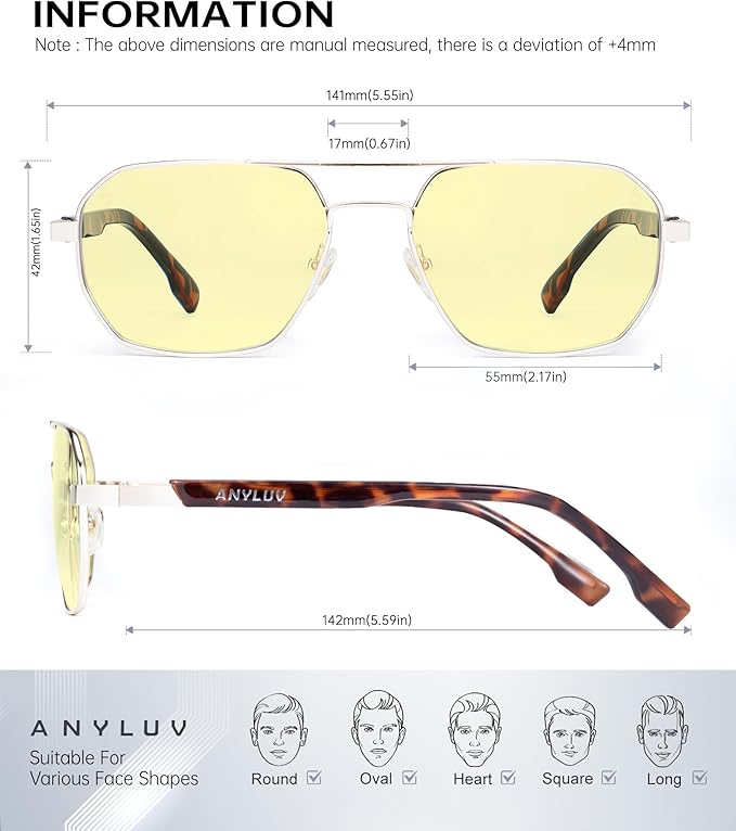 ANYLUV Blue Light Glasses for Woman/Men, Blue Light Blocking Glasses Women Computer Gaming Glasses for Eye Protection