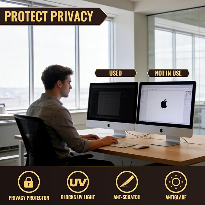 21.5 Inch Privacy Screen for Monitor with 16:9 Widescreen Monitor Blue Light Screen Protector - Anti-Glare - Anti-Scratch Protector Film for Data Confidentiality Privacy Shield [2 Pack]