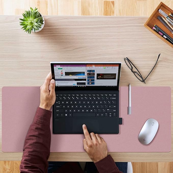 Aothia Double-Sided PU Leather Desk Pad - Non-Slip Large Mouse Pad & Desk Mat for Office, Home - Waterproof, Easy to Clean, Durable Dual-Sided Surface (23.6"x13.7", Purple)