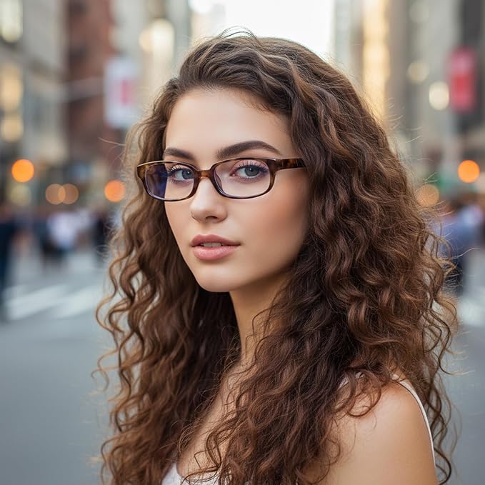HJSTES Retro Clear Rectangle Glasses for Women Men Fake Blue Light Blocking Lens Narrow Frame Non Prescription Eyeglasses