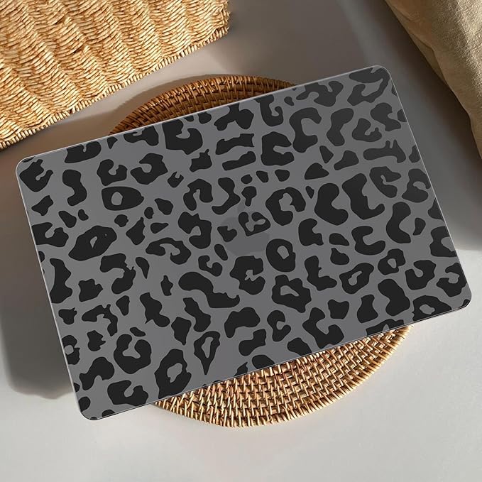 AKIT Compatible with MacBook Air 13 Inch Case M1 2022 2021 2020 2019 2018 A2337 A2179 A1932, Pattern Hard Shell Laptop Case+Screen Protector+Keyboard Cover for Mac Book Air 13.3 Inch, Black Leopard