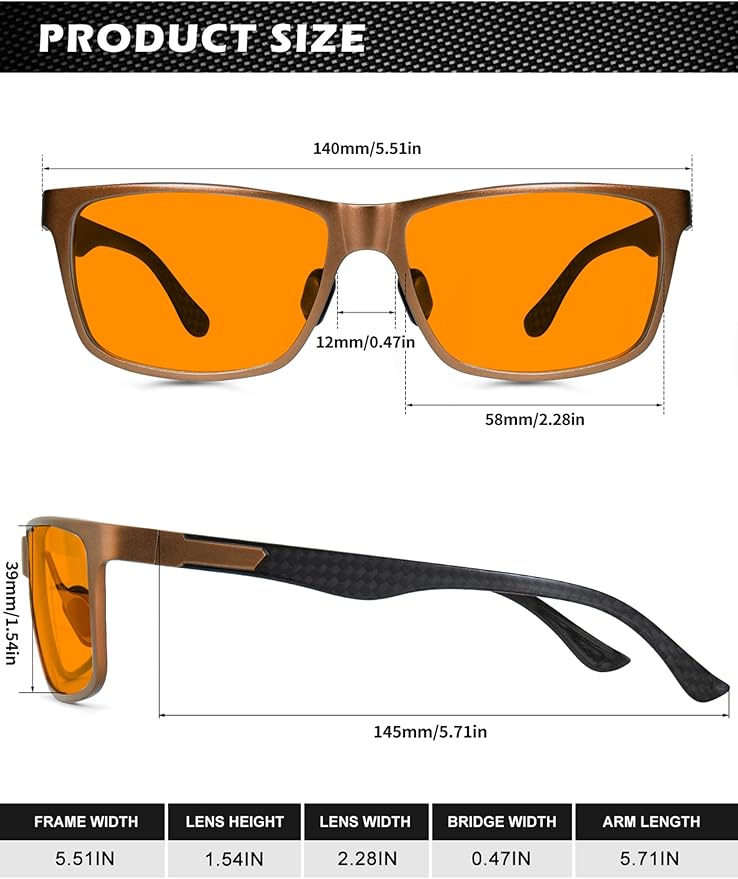 ANYLUV Carbon Fiber Reading Glasses for Men Women, Blue Light Blocking Computer Readers, Anti Glare Spring Hinge