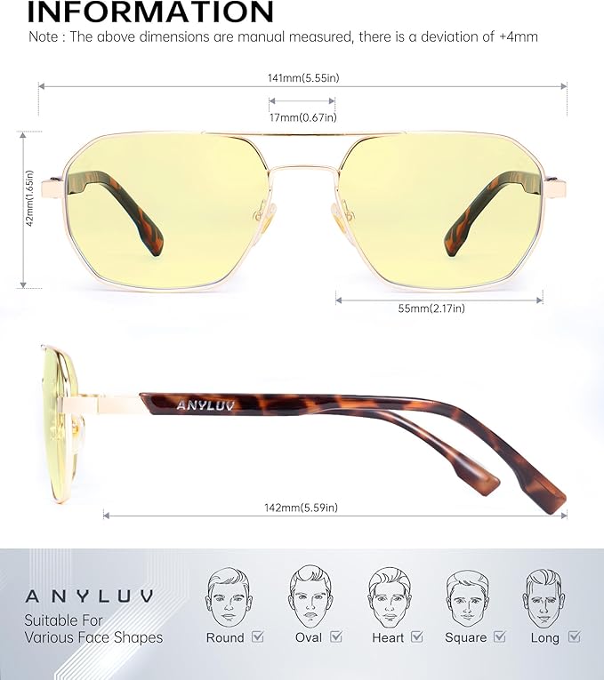 ANYLUV Blue Light Glasses for Woman/Men, Blue Light Blocking Glasses Women Computer Gaming Glasses for Eye Protection