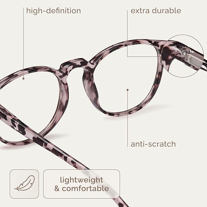 IBOANN Chic & Comfy Blue Light Glasses for Women - 3-Pack Round Frames, Screen-Ready Style with UV Protection Coating
