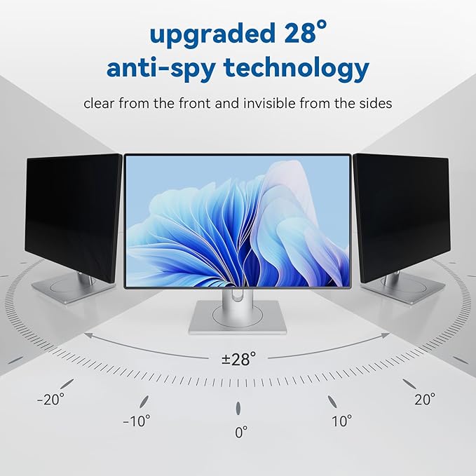 2-Pack 24-inch Magnetic Privacy Screen for 16:9 Computer Monitor, Snap-On Removable 24in Matte Anti Glare Blue Light Spy Filter Screen Cover Private Shield for Desktop PC [Support Curved Monitor]
