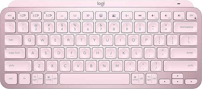 Logitech MX Keys Mini Minimalist Wireless Illuminated Keyboard, Compact, Bluetooth, Backlit, USB-C, Compatible with Apple macOS, iOS, Windows, Linux, Android, Metal Build - Rose