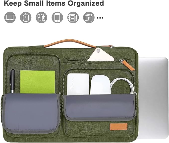 MOSISO 360 Protective Laptop Case 17.3 inch, 17-17.3 inch Laptop Sleeve Compatible with Dell, HP, Lenovo, Asus, Acer, Alienware, Side Open Carrying Case with 4 Zipper Pockets&Handle, Olive Green