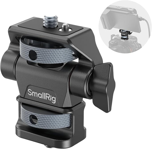 SmallRig Adjustable Camera Monitor Mount, 360° Swivel and 180° Tilt Monitor Holder, with 1/4"- 20 Screws, Bouncy Locating Pins, Anti-Twist Design, for Ninja V and V+ Monitors by SmallRig