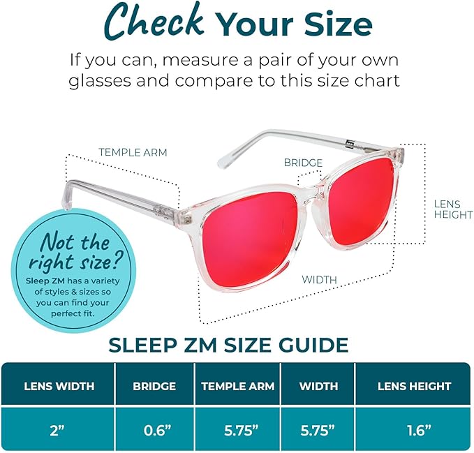 Sleep ZM Blue Light Blocking & Light Sensitivity Glasses - 8 Lens Types for Comfort, Relaxation, Sleep & Relief - 50+ Styles