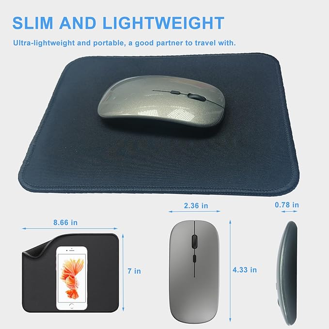 Wireless Mouse,3 Silent Mouse and 1 Mice Pad Combo,Portable Mobile Optical Office Mice, 2.4 GHz with USB Mini Receiver,3 Adjustable DPI for Notebook, PC, Laptop, Computer, Desktop- 3 Grey