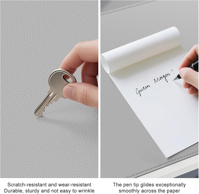 Dual Sided Leather Desk Mat - Waterproof Desk Pad - Ideal for Large Mouse Pad and Desk Mats on Top of Desks (Gray, 25"*13")