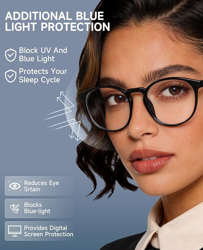 CNLO Blue Light Blocking Glasses,Computer Glasses,Anti Eyestrain, Lightweight Frame Eyeglasses,Men/Women… (Black | Anti-Blue Light Tinted Lenses)