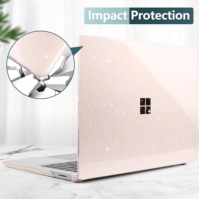 Batianda Premium Crystal Case for 13.8" Microsoft Surface Laptop Copilot+ PC 2024 (7th Edition) Lightweight Durable Scratch-Resistant, with Keyboard Cover & Screen Protector, Starlight