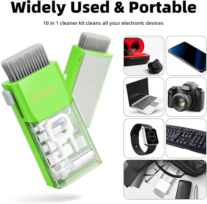 Tassmpitor Laptop Screen Keyboard Cleaner Kit, All in 1 Electronics Cleaning Tool for MacBook iPad iPhone Pro Cell Phone, Brush Tool for Tablet, Computer, PC Monitor,TV Camera Lens with Patent, Green - Image 8
