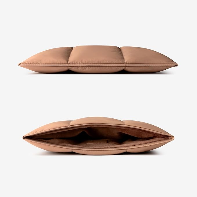 Comfyable Puffy Laptop Sleeve 15 16 Inch, Quilted Puffer Laptop Carrying Case for Women, Pillow Pouch Compatible for MacBook Air M5 & MacBook Pro M5 Pro/Max 2026, Brown