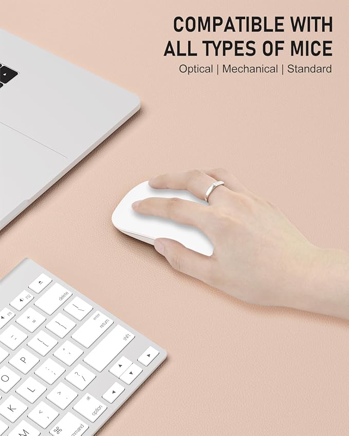 Desk Pad, 30" x 14" PU Leather Non-Slip Desk Mat Large Mouse Pad for Desktop, Waterproof Laptop Computer Writing Mat for Office, Home, Work, Gaming, Flesh Pink