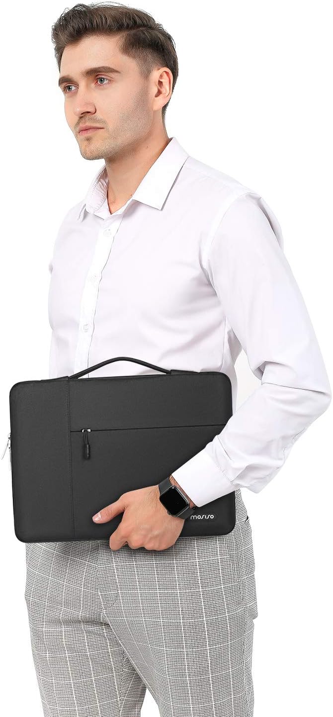 MOSISO Laptop Case 14 inch, 14 inch Laptop Sleeve with Handle Compatible with HP Lenovo Dell ASUS Acer, HP Stream, Dell Latitude, Lenovo IdeaPad, Polyester Multifunctional Computer Bag, Black