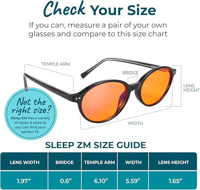 Sleep ZM Blue Light Blocking & Light Sensitivity Glasses - 8 Lens Types for Comfort, Relaxation, Sleep & Relief - 50+ Styles