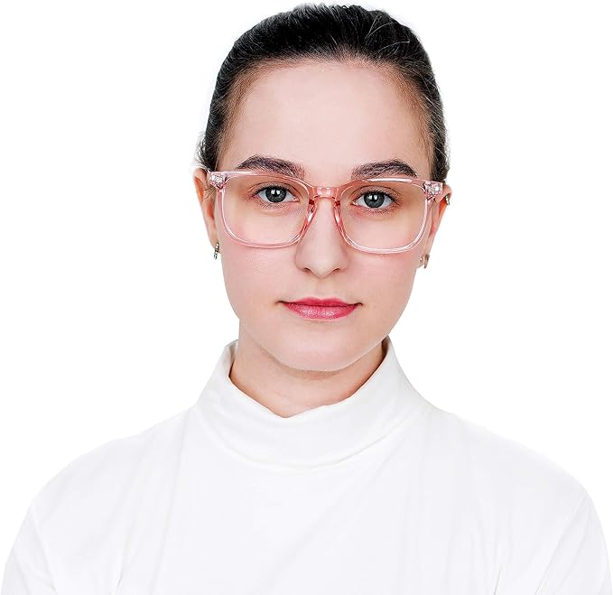 LifeArt 2 Pairs Blue Light Blocking Glasses with Spring Hinge, Computer Reading Glasses, Gaming Glasses, TV Glasses for Women Men (Clear&Pink, +1.00 Magnification)