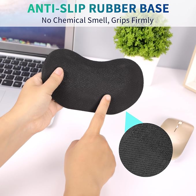 Wrist Rest for Computer Keyboard and Mouse - Ergonomic Memory Foam Mousepad Rests with Non-Slip Base for Office, Gaming, Computer - Pain Relief & Carpal Tunnel Support, Black, 2-Piece Desk Accessories