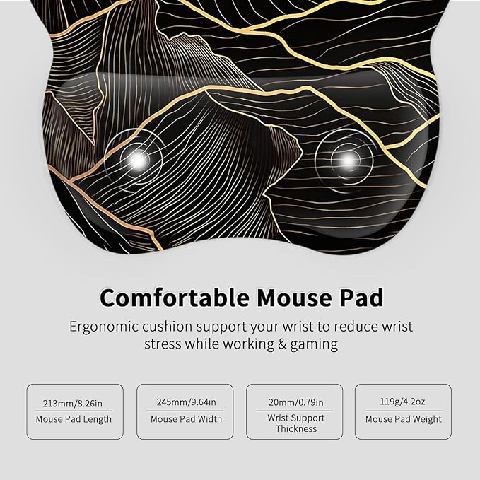 EooCoo Ergonomic Mouse Pad with Wrist Support, Mousepad with Memory Foam Wrist Rest and Non-Slip Base for Computer, Cafe, Home & Office, 9.64 x 8.26 in Office Desk Accessories