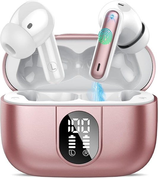Csasan Wireless Earbuds, 2024 Bluetooth Headphones 5.3 HiFi Stereo Earphones, 40H Playtime in-Ear Earbud, Bluetooth Earbud with Dual Mic Call, IP7 Waterproof Earphones Sport Headset for iOS
