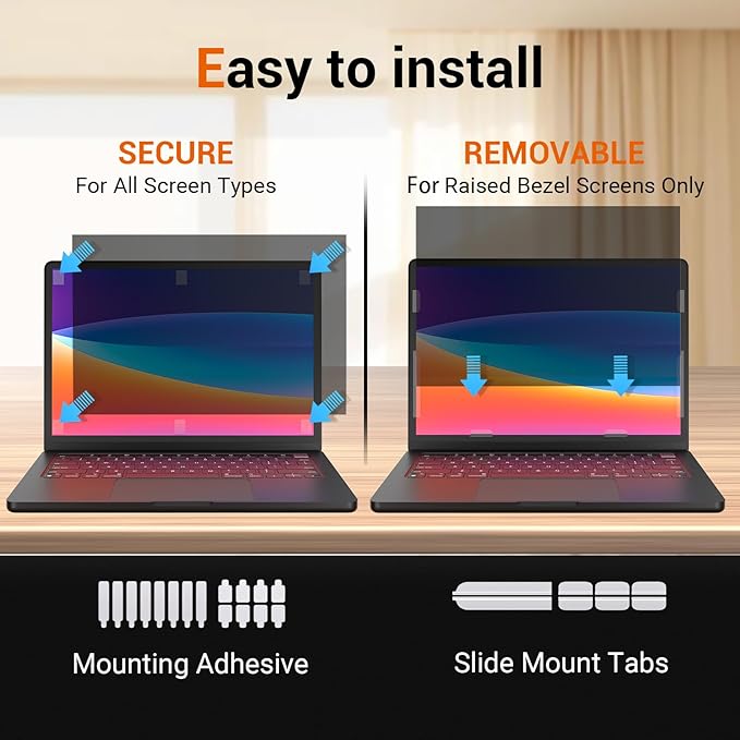 Laptop Privacy Screen 14 inch 16:9, Laptop Screen Privacy Shield Anti Glare Blue Light, Removable 14" Computer Screen Shield Protector Compatible with Dell Lenovo Hp Acer Asus Thinkpad Envy Xps