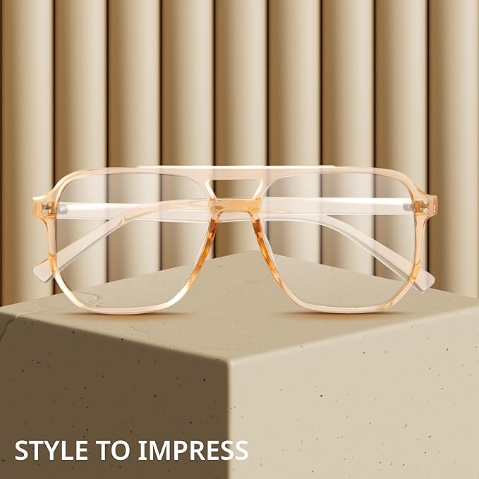 livho Retro Aviator Blue Light Blocking Glasses for Women Men with Soft Case, Trendy Rectangle Computer Eyeglasses