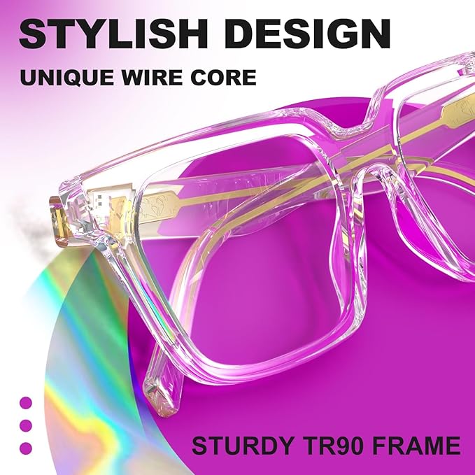 VISOONE Rectangle TR90 Blue Light Blocking Glasses Computer Eyewear with Preppy Look for Women and Men Cougar