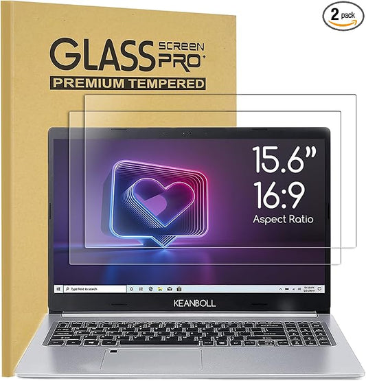 2 Pack 15.6 inch Tempered Glass Laptop Screen Protector for 15.6" HP/Dell/ASUS/Samsung/Lenovo/Acer/MSI/LG/URAO/VGKE 15.6 inch 16:9 Laptop, 9H Hardness, Anti Fingerprint, Bubble Free