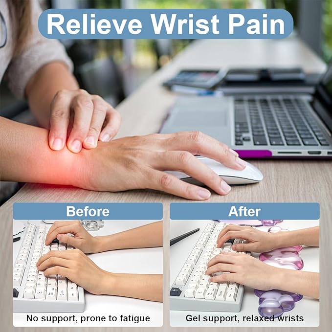 Gel Cloud Mouse Pad with Wrist Rest for Keyboard and Mouse - Gradient Purple Pink Ergonomic Cloud Mouse Pad Office Accessories for Computer/Laptop/Gaming/Home/Office/Typing Pain Relief