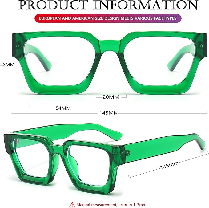 AIEYEZO Square Thick Frame Glasses for Women Men Fashion Blue Light Glasses Trendy Chic Computer Eyeglasses